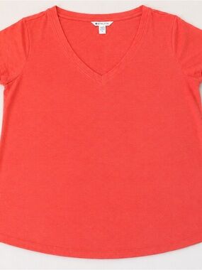 Athleta Coral V-Neck Short Sleeve Tee
